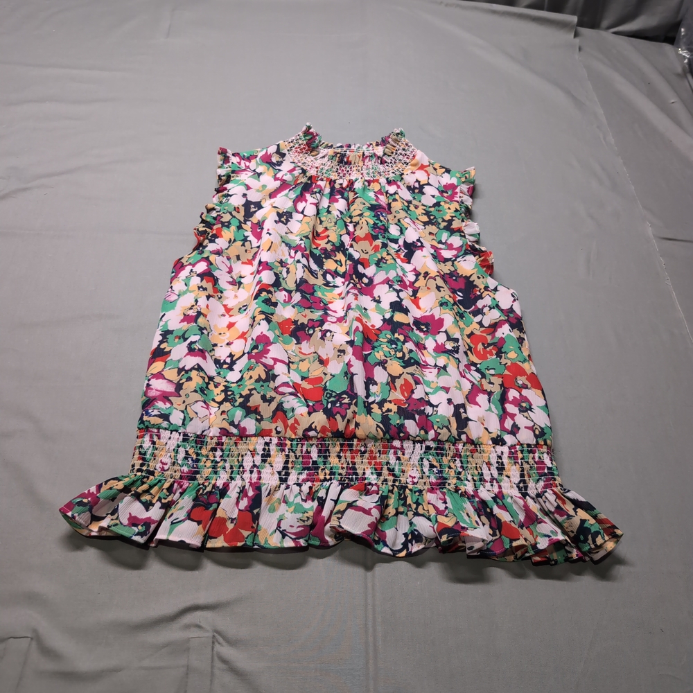 J. Crew Womens Pink White Multicolor‎ Ruffled Sleeveless Blouse Size 10